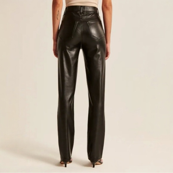Abercrombie & Fitch Vegan Leather Crossover 90s Straight Ultra High Rise Pants - Picture 12 of 13